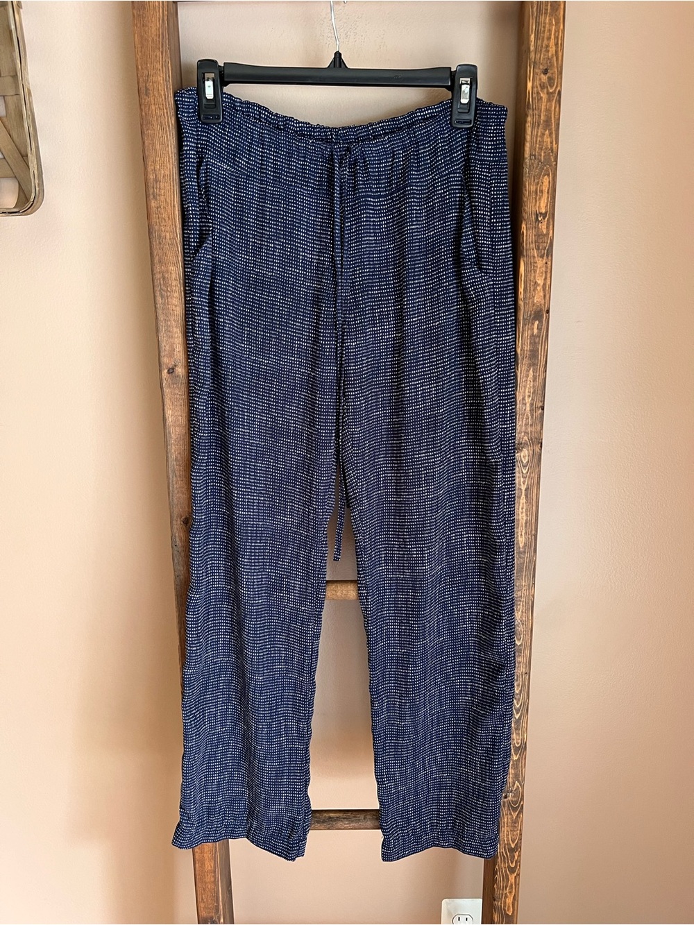 CAbi Flowy Navy Drawstring Cropped Pants